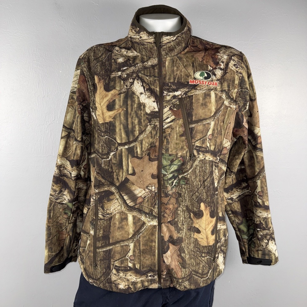 Mossy Oak Jacket Mens XL Full Zip Break Up Infinity Woodland Camo Hunting *READ